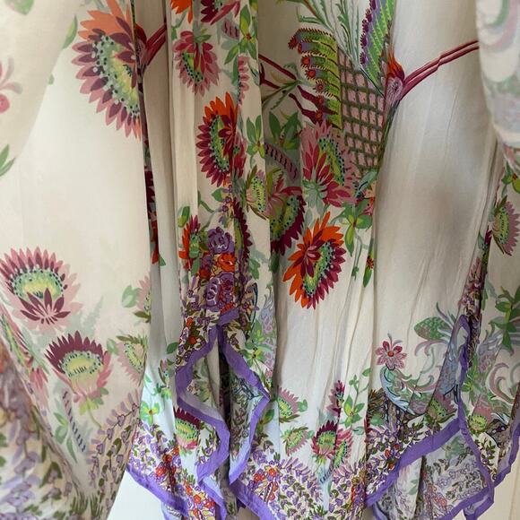 ANTHROPOLOGIE Analise Floral Bird Handkerchief Sleeveless Midi Dress, Size 12 - Picture 10 of 16